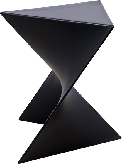 LeisureMod 15.75" Stackable Weather-Resistant Plastic Triangular Side Table - Accent End Table for Indoor & Outdoor Use (Black, Single)