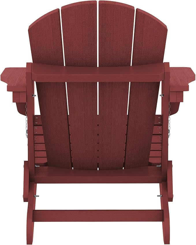 SERWALL Folding Adirondack Chair Set of 6 Weather Resistant for Patio - Red