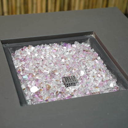 Skyflame 10-Pound Fire Glass for Fireplace Fire Pit and Landscaping, 1/2-Inch Rose Gold Reflective