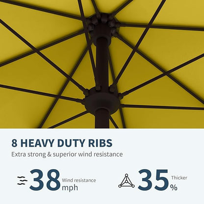 PatioKingdom 11FT Patio Umbrella,Outdoor Umbrella with Push Button Tilt and Crank,Market Table Umbrella with 8 Sturdy Fiberglass Ribs UV Protection(Yellow, 11FT)
