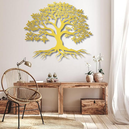 VTHTA Large Tree of Life Metal Wall Art,Tree Wall Sign for Living Room Bedroom Indoor Outdoor Garden Home Decoration (White, 28" Wx24 H/70x61cm, Metal Wall Art)
