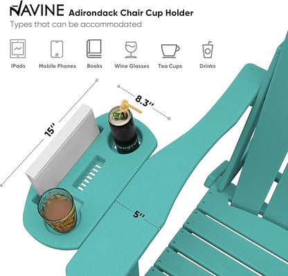 Adirondack Chair Set of 2, HDPE Folding Adirondack Chair with Multifunctional Cup Holder, Weather Resistant Fire Pit Chair for porches, patios, patios, poolsides, Decks.