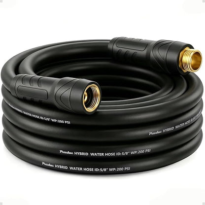 Garden Hose 25ft x 5/8", NON-EXPANDABLE Heavy Duty Premium Flexible Water Hose, No Kink, Leakproof, Lightweight Hybrid Hose with Male to Female Fittings for Household、Backyard