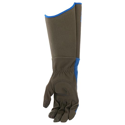 MUD Gauntlet Men's Synthetic Leather Palm with Extended Safety Cuff Garden Gloves, Silicone Fingertips, Padded Palm, Abrasion Resistant, Blue, Large/X-Large (MD53011BB-LXL)