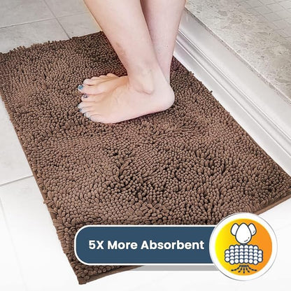 Muddy Mat® | Super Water Absorbent Door Mat Indoor, Microfiber Quick Dry Chenille Entryway Rug, Slip Resistant Front Door Mat, Indoor Mats for Entryway, Machine Washable Pet Rug, Tan 24" x 60"