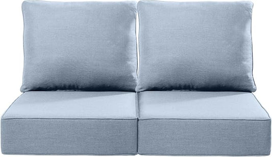 Luxury 24x24x6 Inch Outdoor Chair Cushions - Set of 2 Water Resistant Comfortable Patio Seat Cushion for Porch Rattan Dining Rocker Glider Chairs Loveseat Couch Sectional Sofa - Baby Blue