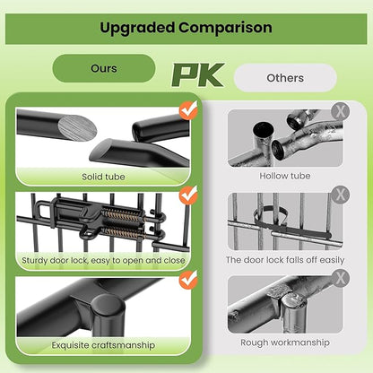 Garden Fence Panels with Gate 14.5ft(L) X 32in(H), Garden Fencing for Yard Includes Gloves, Hammer&Zip Ties, Rustproof Metal Wire Temporary No Dig Dog Fence Outdoor for Yard