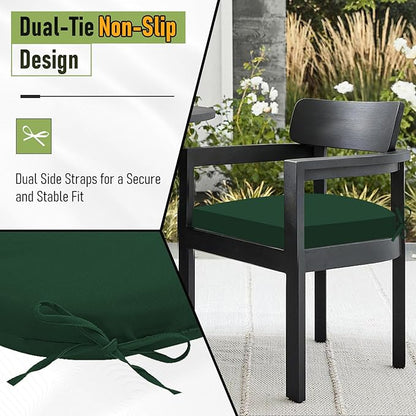 Basic Beyond Outdoor Chair Cushions Set of 4, Outdoor Cushions for Patio Furniture, Water Resistant Patio Chair Cushions with 2 Ties, 17x16x2, Forest Green