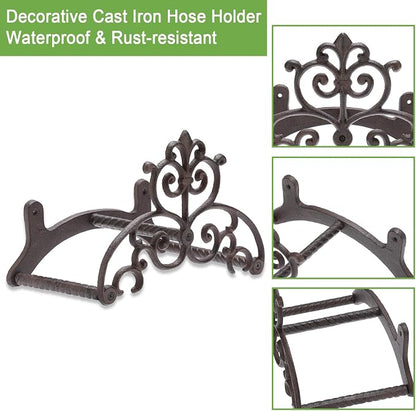 OwnMy Cast Iron Garden Hose Holder Heavy Duty Wall Mount Water Hose Reels Holder, Decorative Water Hose Hanger Garden Hose Storage Organizer Rack for Outdoor Lawn Yard, 11.5"L x 6.3"W x 7.5"H