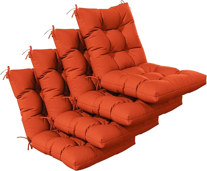Patio Seat&Back Chair Cushions for Outdoor Furniture，Comfortable Cushions for Rocking/Dining/Lawn Chair-Set of 4
