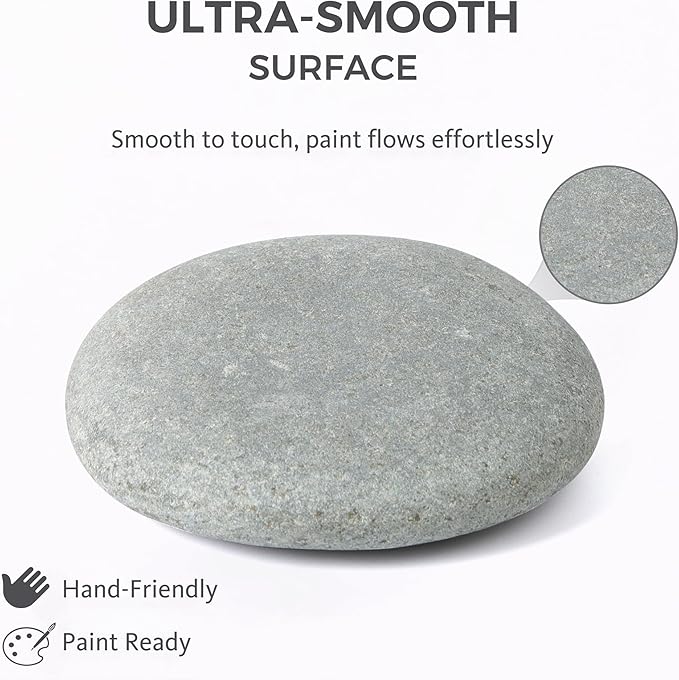 ROCART 24 PCS Extra Large 4.15-5.30" Smooth Natural River Rocks for Painting, Flat Painting Rocks & Craft Stones for Arts, DIY Projects & Creative Studios