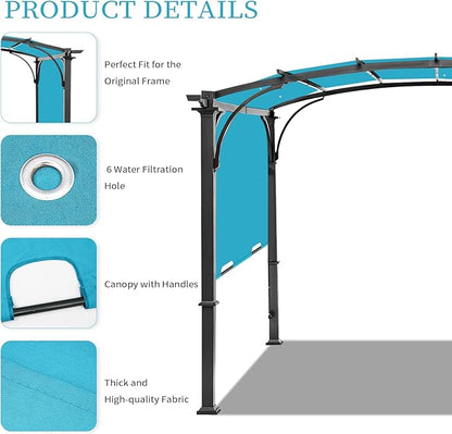 Pergola Canopy Replacement Cover for Lowe's Allen + Roth 10x10 Ft Freestanding Pergola, 200" x 103" Shade Cover, Compatible with Model #L-PG152PST-B,Cover Only (Turquoise)