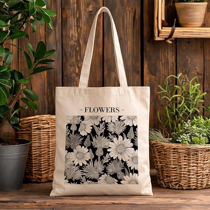Floral Canvas Tote, Women Weekend Bags, Reusable Grocery Canvas Bag, Large Two Sided Printing Tote Bags