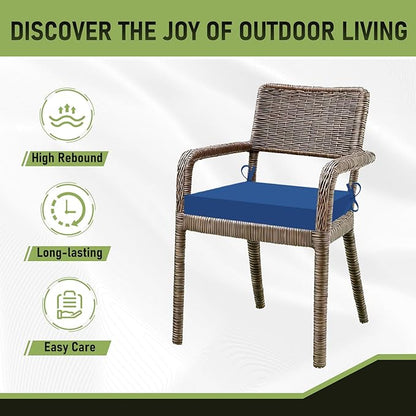 Basic Beyond Outdoor Chair Cushions Set of 4, Square Corner Outdoor Cushions for Patio Furniture, Water Resistant Patio Chair Cushions with 2 Ties, 18.5x16x3, Royal Blue