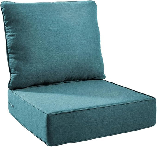 6" Thick Outdoor Chair Cushions - 22"* 24" Patio Furniture Cushions with Water Resistant & Removable Cover, 28D High Density Sponge Patio Cushion for Outdoor Furniture Couch Chair Peacock Green