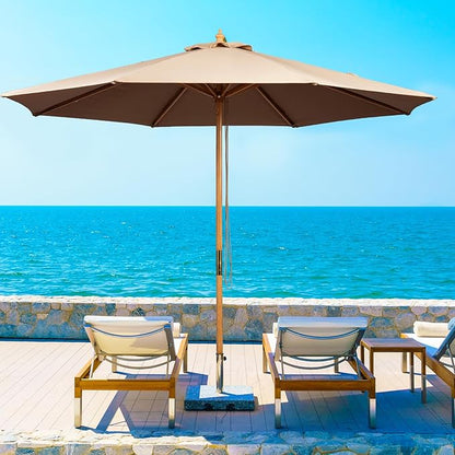 9FT Table Patio Outdoor Umbrella Market Round Umbrella with Pulley Lift Windproof & Waterproof, 8 Ribs with Polyester Cover for Garden, Deck, Pool, lawn, Backyard