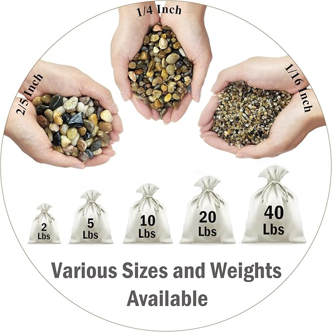 FANTIAN 10 lbs Pea Gravel for Landscaping, 2/5 Inch Size Mixed Color River Rocks for Aquarium, Succulent, Vase Fillers, Cactus Bonsai, Plant Soil Cover and Outdoor Garden Rocks.