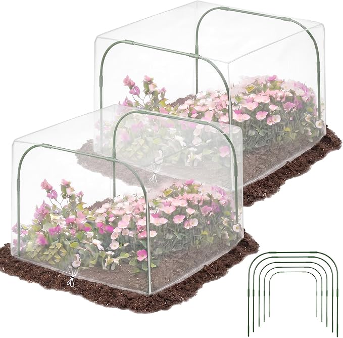 Woanger 2 Pack Garden Netting for Raised Beds Rectangular Pest Barrier with Hoops for Garden Protection Plant Mesh Netting with Drawstring Plants Vegetables Fruits Flowers (for 40x40x20 in)