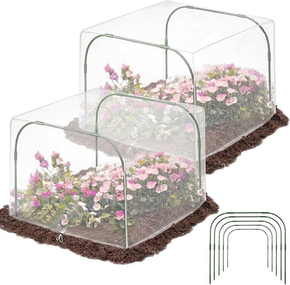 Woanger 2 Pack Garden Netting for Raised Beds Rectangular Pest Barrier with Hoops for Garden Protection Plant Mesh Netting with Drawstring Plants Vegetables Fruits Flowers (for 40x40x20 in)