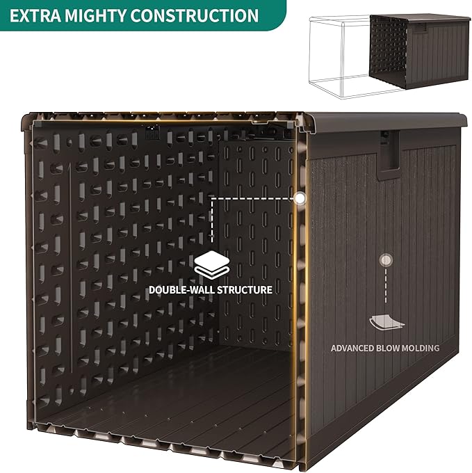 YITAHOME 260 Gallon Large Deck Box with Divider & Side Handles, Outdoor Double-Wall Storage for Patio Furniture Cushions, Garden Pool Accessories, Waterproof & Lockable