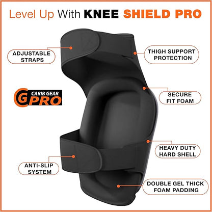 CARIB GEAR PRO Men's Professional Construction Knee Pad for Work - Heavy Duty Pad, Extra Thick Gel & Foam Cushion for Gardening Flooring & Cleaning Non-slip Waterproof Material - One Size - Black