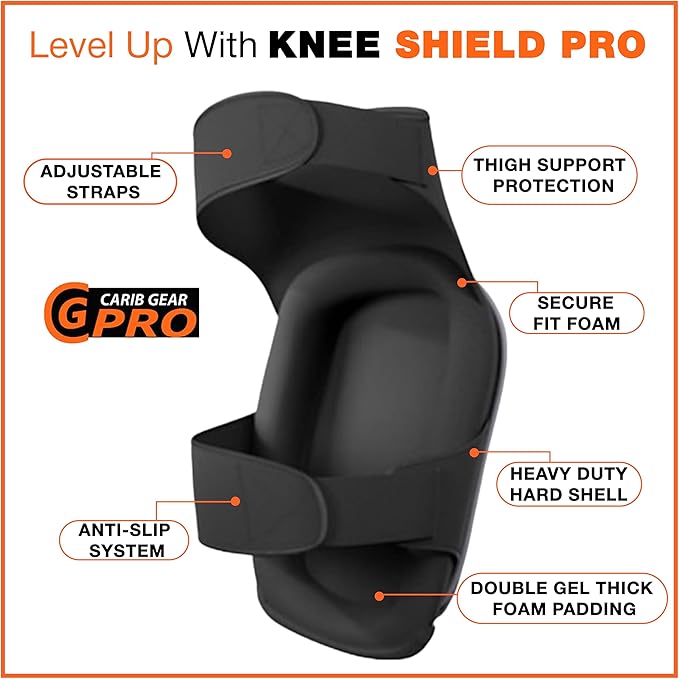 CARIB GEAR PRO Knee Pads for Construction Work, Heavy Duty Anti-Slip Knee Pads for Gardening, Flooring and Cleaning Extra Gel and Cushion Support long kneeling Pads for Women and Men