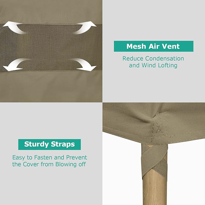 SunPatio Outdoor Chaise Lounge Covers, 2 Pack Patio Chaise Cover 84"L x 30"W x 24"H, Heavy Duty Waterproof Beach Chair Cover with Seam Taped, Helpful Air Vents, All Weather Protection, Taupe