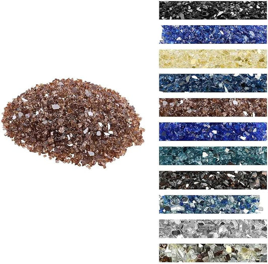 VEVOR Fire Glass, 10 LBS / 4.5 KG High-Temperature Resistant Fireplace Rocks, 1/4-Inch / 6.35 mm Reflective & Smokeless Firepit Glass Rock, High Luster Stone Landscaping for Fire Pit Table, Copper