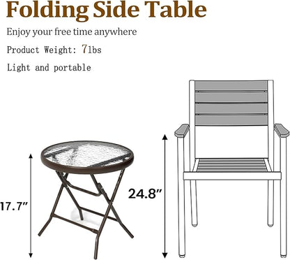 Outdoor Side Table - Small Patio End Table All Weather, Patio Furniture Sets and Outside Furniture for Pool, Balcony, Deck, Porch, Brown