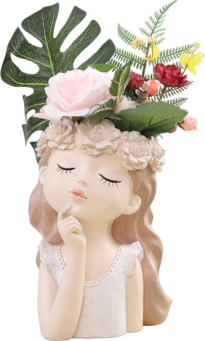 Resin Fairy Girl Planter with 2 Rooted Spider Plant Cuttings – Elegant Desktop Flower Pot & Home Décor Gift