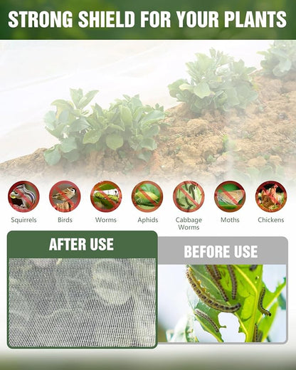 joyhalo Garden Netting for Raised Beds, 6 Sets Garden Hoops with for Raised Beds 10x20 Ft Garden Net, Bird & Cicada Net for Trees, Garden Mesh Netting for Greenhouse, Vegetable, 18 Clips Included
