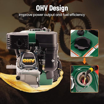 maXpeedingrods 7HP 212cc Gas Engine, 4 Stroke OHV Horizontal Shaft Gasoline Engine, Shaft 3/4" (19mm) Diameter, Shaft 3/16" Keyway for Go-Karts Compressors Lawn Mowers Water Pumps
