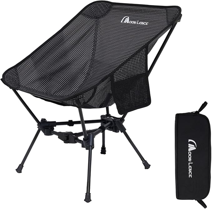MOON LENCE Portable Camping Chair Backpacking Chair - The 4th Generation Ultralight Folding Chair - Compact, Lightweight Foldable Chairs for Hiking Mountaineering, Beach (Onyx)
