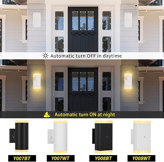 Dusk to Dawn Outdoor Wall Lantern, Waterproof Exterior Wall Sconce, Anti-Rust Aluminum Wall Mount Lighting Rectangular Design – Up Down Light fixtures for Porch, Patio or Garage, 2 Pack