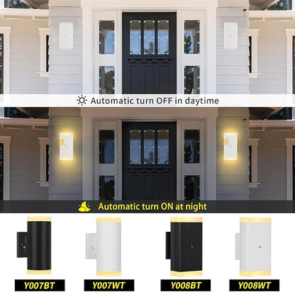 Dusk to Dawn Outdoor Wall Lantern, Waterproof Exterior Wall Sconce, Anti-Rust Aluminum Wall Mount Lighting Rectangular Design – Up Down Light fixtures for Porch, Patio or Garage, 2 Pack