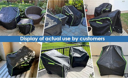 GARPROVM Patio Furniture Covers Waterproof 3 Pieces, Adirondack Chair Covers 35"W x 38"D x 29"H, 420D Oxford Fabric Patio Chair Covers Outdoor Seating Set Covers for Lawn Deep Seat Chair Coffee Table