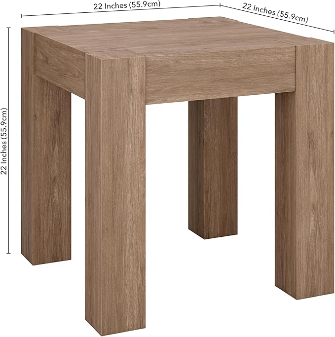 Henn&Hart Langston 22" Wide Square Side Table in Antiqued Gray Oak