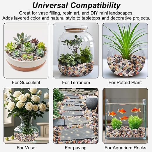 Fish Tank Decor,Landscaping Pebbles, River Rocks Decorative Ornamental Pebbles, DIY Smoothed Rocks for Potted Plant Resin Art Vase Fillers Aquarium Gravel Rocks (Mixed Color, 10 Pounds)