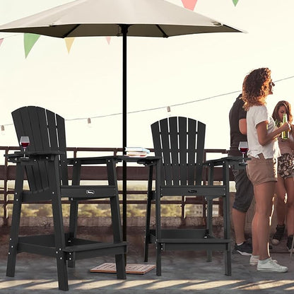 FUNBERRY Tall Adirondack Chair, All Weather High Top Balcony Chairs with Cup Holder