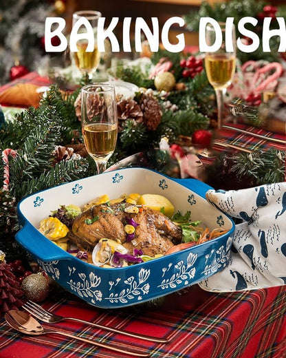 Wisenvoy Baking Dish Ceramic Brownie Pan 9x9 Baking Pan Casserole Dish Lasagna Pan Square Rose Bakeware Sets