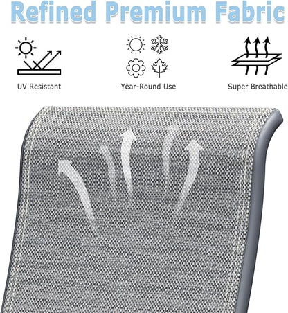 Patio Dining Chairs Set of 8, Outdoor Dining Chairs with High Back, Metal Outdoor Chair Set with Comfort and Durability, Patio Chair for Deck Lawn Kitchen Garden Backyard, Grey