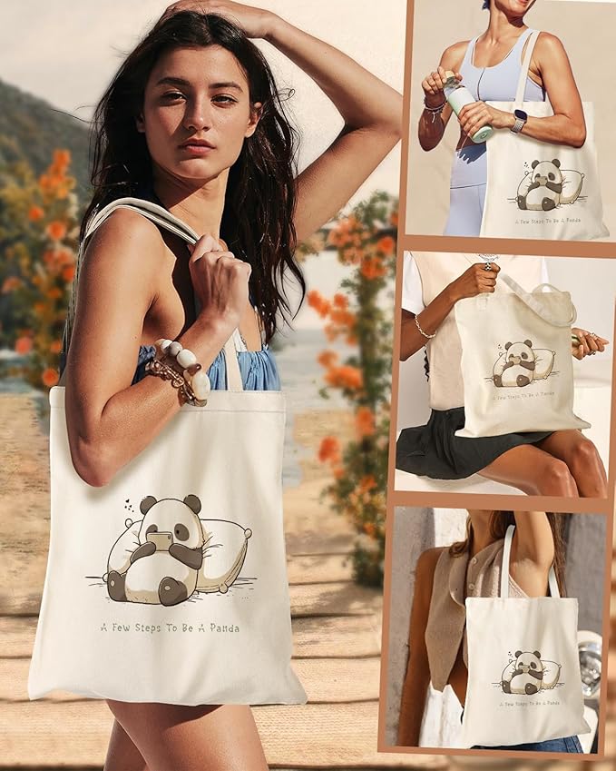 Miss Adola Aesthetic Canvas Tote Bag for Women - Sturdy Cloth Cotton Totes Bag with Pattern Shoulder Bag