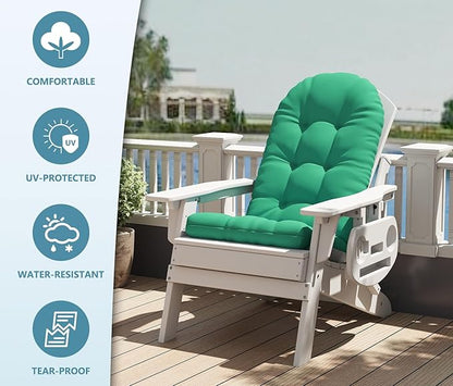 Adirondack Chair Cushion, Thickened Patio Chair Cushions with Ties, Waterproof and UV-Protected Rocking Chair Cushion for Indoor and Outdoor, Green.
