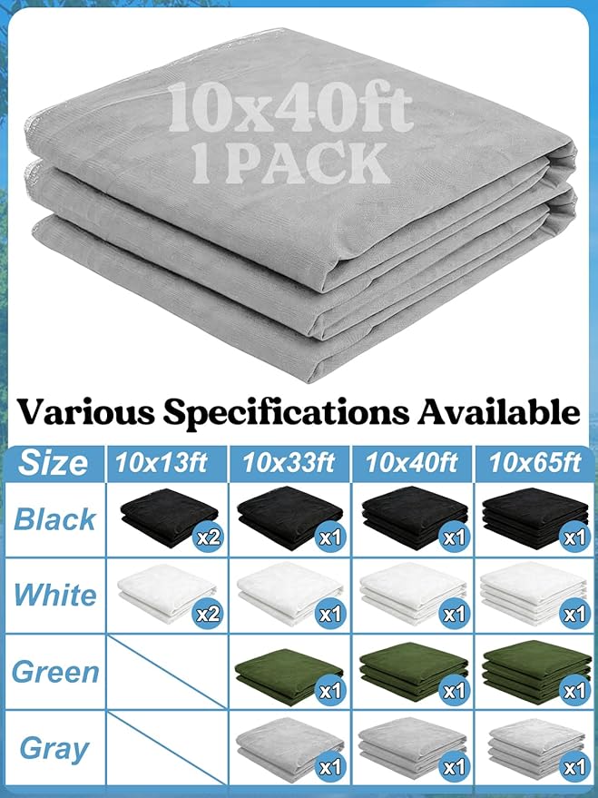 ANPHSIN 40x10ft Ultra fine Mosquito Net for Patio - Mesh Netting Screen for Outdoor Garden Porch Balcony, Protects Skin & Plants from Bugs, Birds, Gray