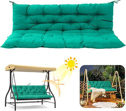 2/3 Seater Swing Replacement Cushion, Waterproof Porch Swing Cushions with Backrest, Thickened Bench Cushions for Outdoor Furniture, for Outdoor Patio Swing (Lake Blue, 40 * 40 in)