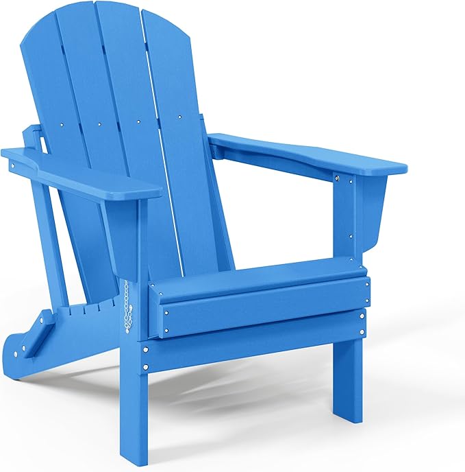 WestinTrends Malibu Malibu Outdoor Folding Poly Adirondack Chair (Set of 8), Pacific Blue