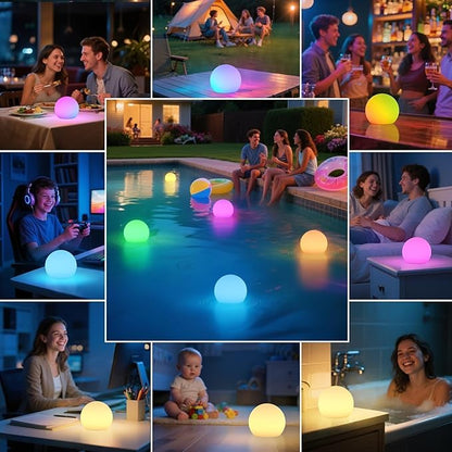 FUYO 6 inch LED Ball Lamp with Remote Rechargeable Waterproof, Glowing Globe Light 16 RGB Colors Orb Sphere for Indoor Outdoor Home Patio Pool Party Decor (White 6-inch)