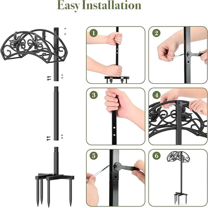 Winpull Garden Hose Holder Detachable, Heavy Duty Metal Water Hose Hanger Freestanding Hose Organizer Hose Holders for Outside (Black)