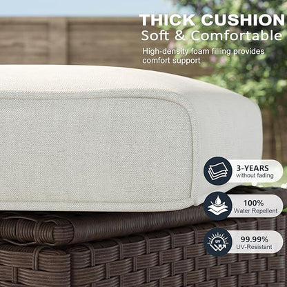 LayinSun 7 Piece Wicker Patio Furniture Set with Fire Pit Table, Classis Outdoor Conversation 360 Degree Swivel Chairs Set with Coffee Table