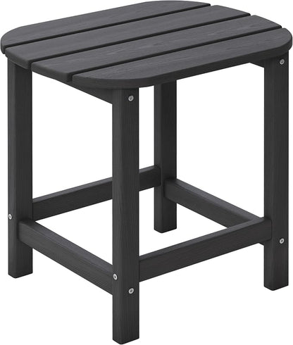 Outdoor Adirondack Side Table for Patio Porch Pool, 18" HDPE Weather Resistant End Table for Backyard and Indoor Use, Easy Maintenance & Indoor Outdoor Durable Construction(Black)